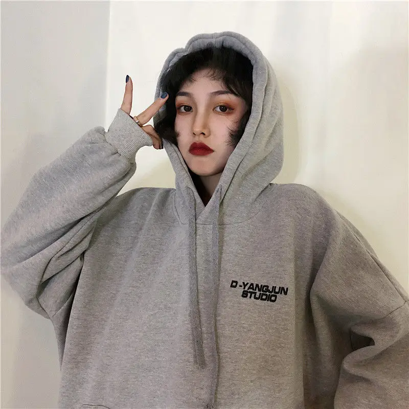 

oversized Womens Clothes Hoodies Teen Street Harajuku Hip Hop Sweatshirt Printing Loose Leisure pink Korean style clothes tops