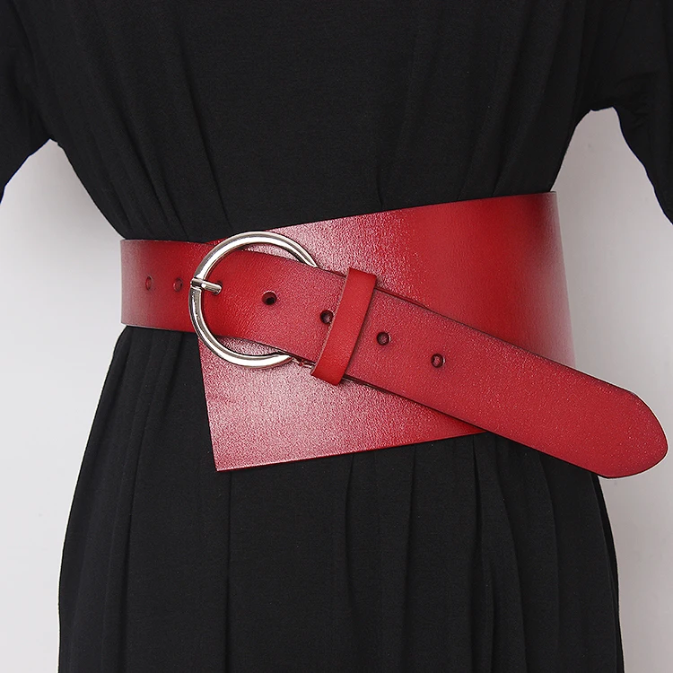 

Women's runway fashion geunine leather Cummerbunds female Dress Corsets Waistband Belts decoration wide belt TB1174