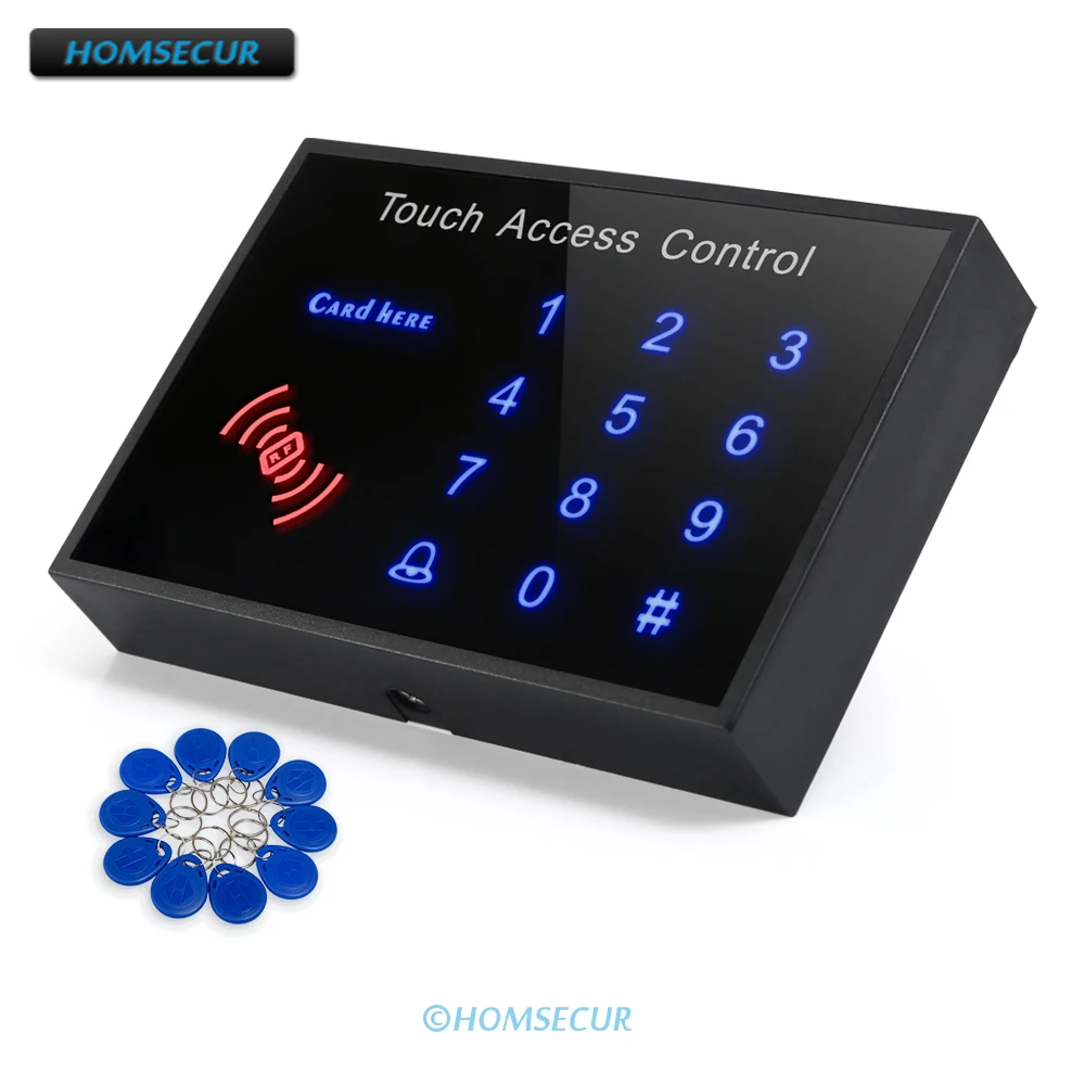 

HOMSECUR Door Access Control Keypad RFID ID Proximity Reader +10 ID 125Khz Cards (Key Fob)