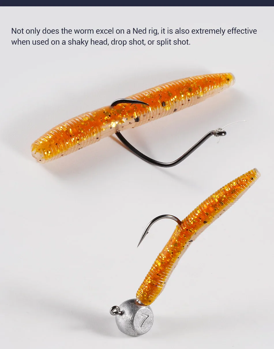 Noeby Stick Wurm 50mm 1,2g 6 stücke Silikon Wobbler Ned Rig Wacky Rig Spinner Köder Bass Finesse Hecht angeln Lockt – Detail 4