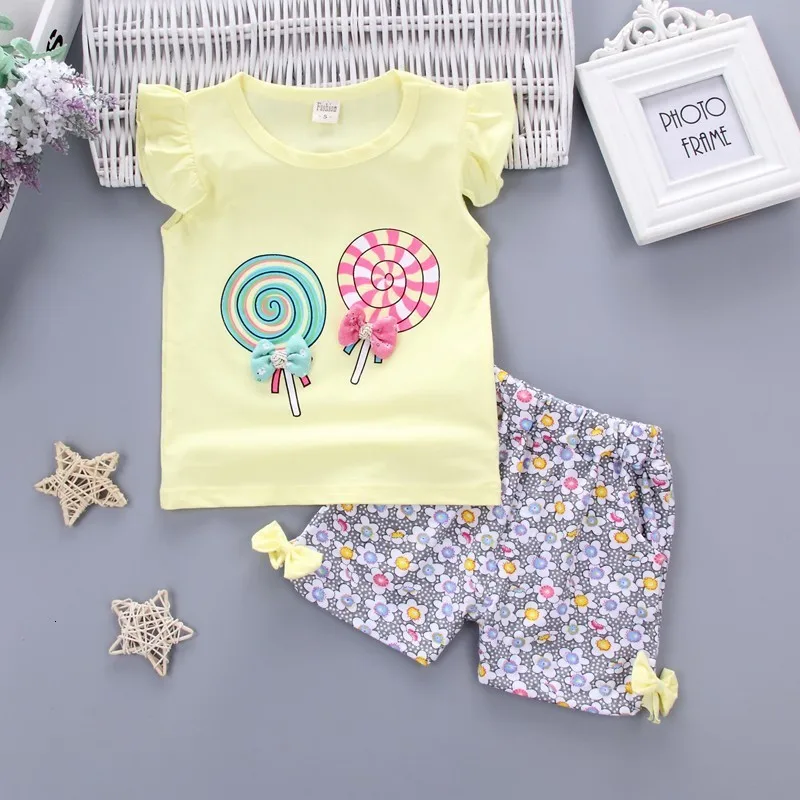 New Baby Girls Clothes Suit Summer Newborn Sleeveless Vest Shorts 2pc/Sets Infant Casual Sports Clothing Outfits Kids Tracksuits