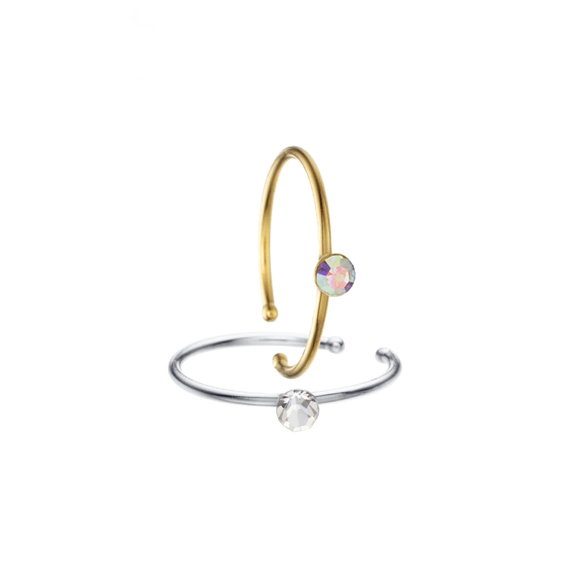 18Pcs/Box 925 Sterling Silver Single Crystal Nose Ring Body Piercing Jewelry Pircing Nariz Aro Nariz Percing Nez