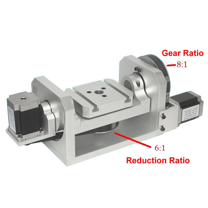 Imagem -03 - Cnc Chuck t Slot Table ° Eixo 5ª a Aixs Altura Central Rotativa 98 mm 100 mm x 125 mm Relação de Engrenagens 8: Relação de Redução 5:1