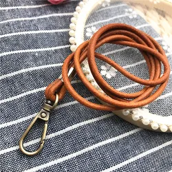 Genuine Leather Lanyard Neck Strap For Mobile Phone Bag Keys ID Credit Work Card Holder Neck Lanyard Keychain Neckline Straps