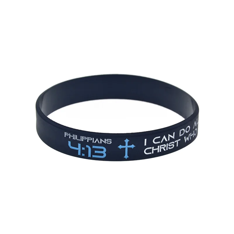 50 Stück Silikon-Armbänder mit dem Bibelvers aus Philipper 4,13: „Ich kann alles durch Christus, der mir Kraft gibt.“ – Detail 1