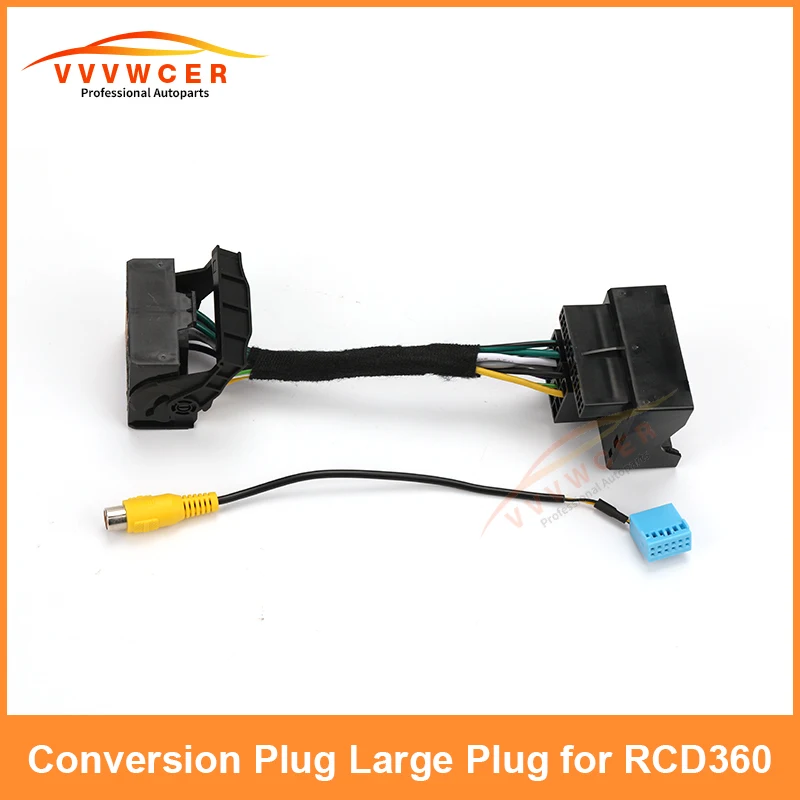 

PQ to MQB Large Plug Radio Adapter for VW MIB Radio RCD360 RCD330 with Rearview Camera RCA Signal Plug