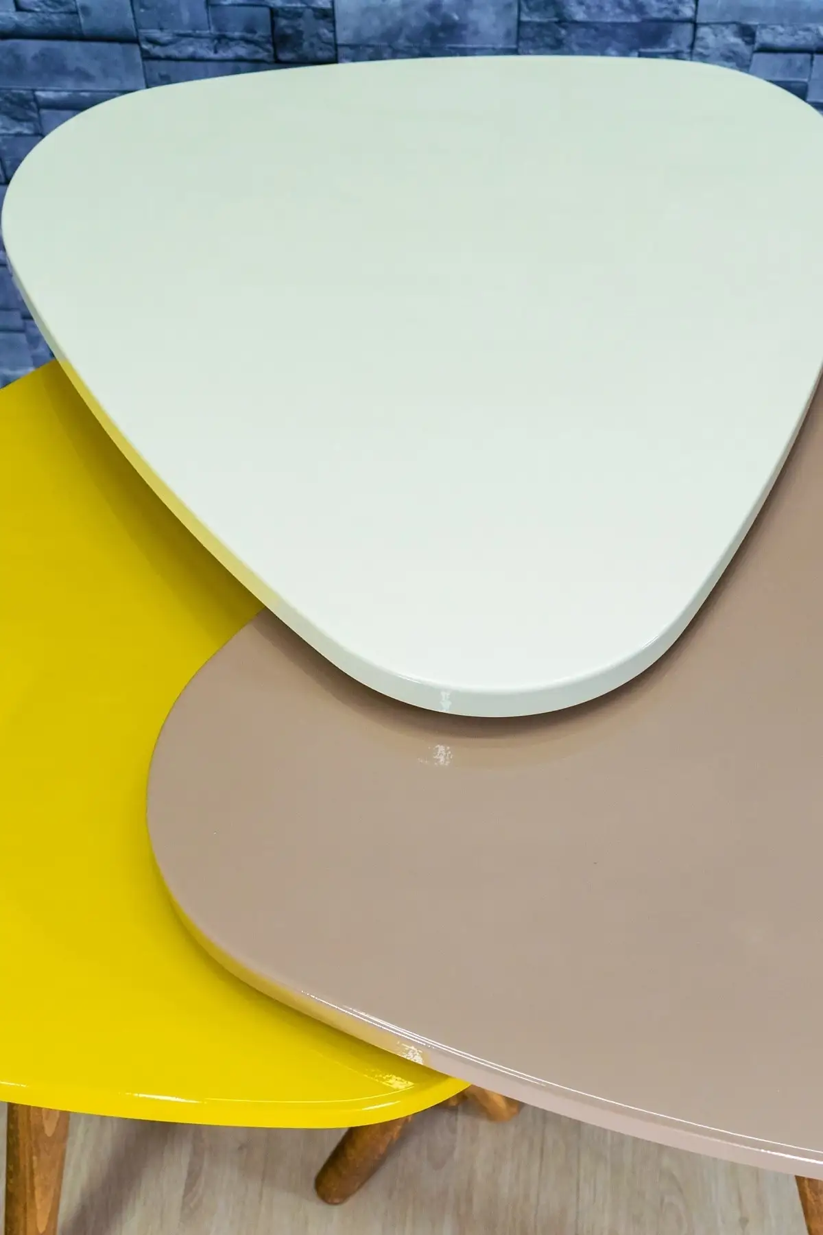 Zigon Coffee Table Turning Foot Triangle Cream Capi Yellow