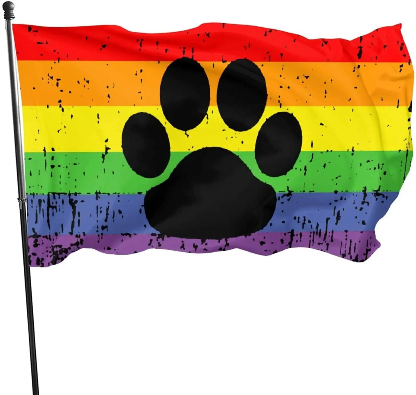 LGBT Gay Lesbian Furry Paw Pride Rainbow National Flag Outdoor Decorative Flag Garden Flag Landscape Flag 3x5 Foot