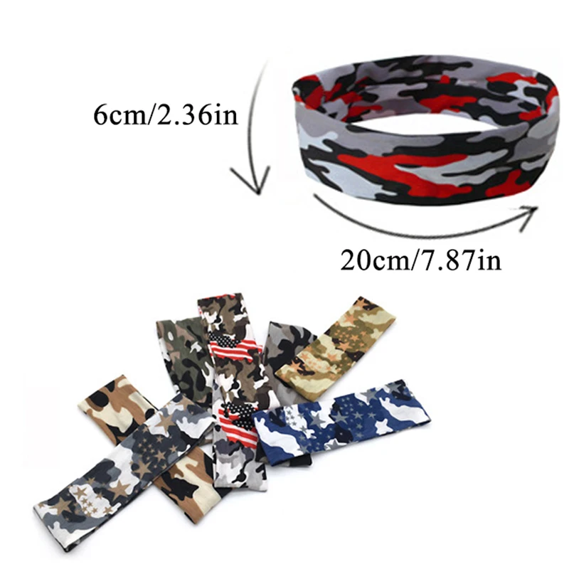 Camouflage headband Sport Absorbent Headband unisex Cycling Yoga Sweatband Cotton Hair Bands Head Sweat Bands Sports Safety New