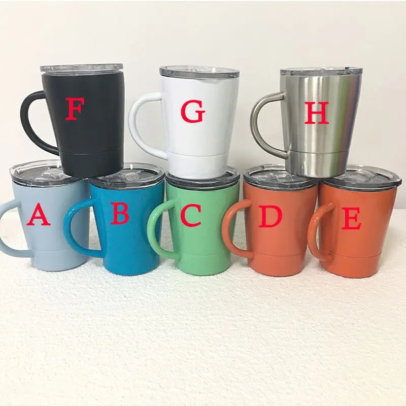 Wholesale Milk Cup With Handle And Slide Lids 8oz Coffee Mugs Stainless Steel Double Wall Vacuum Insulated Thermos Tumbler