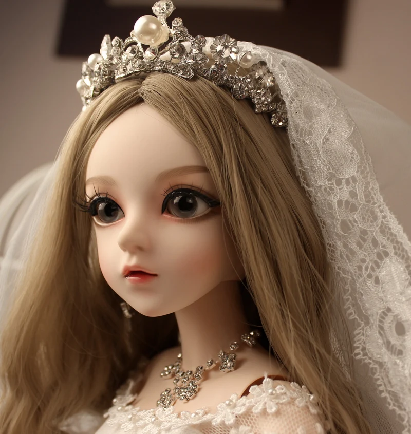 1/3ball jointed doll bjd doll doris gifts for girl Handpainted makeup fullset fairy tale princess doll with crown wedding dress