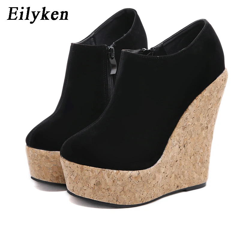 Eilyken 2024 primavera nero Designer Platform zeppe semplicità punta tonda donna décolleté donna Comfort scarpe tacco alto