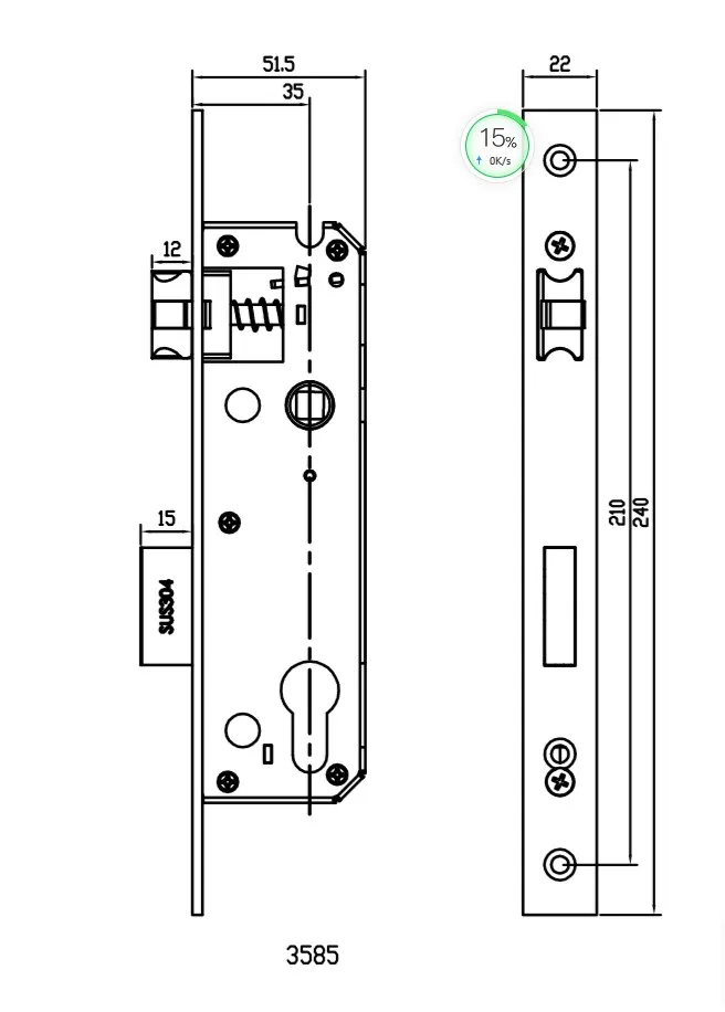 2885Sliding door mortise