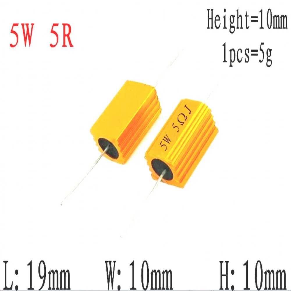 Resistencia bobinada de carcasa metálica de aluminio RX24, 10 piezas, 5W, 0,1 ~ 33K, 0,33, 0,5, 1, 2, 5, 6, 8, 10, 20, 50, 100, 120, 200, 300, 1K, 5K, 10K