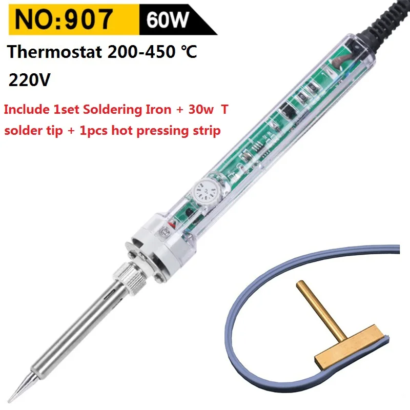 60W 907 Adjustable Electric Soldering Iron Station Thermostat Temperature Set T Solder Tip For LCD Screen Flex Cable Repair