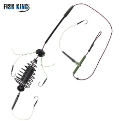 FISH KING 30-80g Carp Fishing Bait Cage Line Group High Carbon Steel Metal Feeder Hook Sinking Artificial Lure Accessories