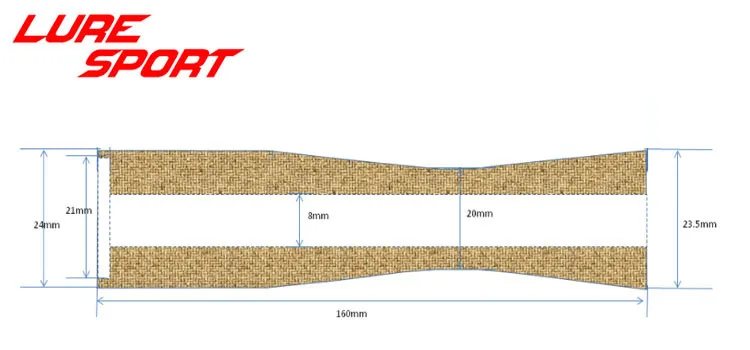LureSport cork grip 16cm 24cm front sunken Rod Building Component Cork Rod handle Repair Fishing Pole DIY Accessory
