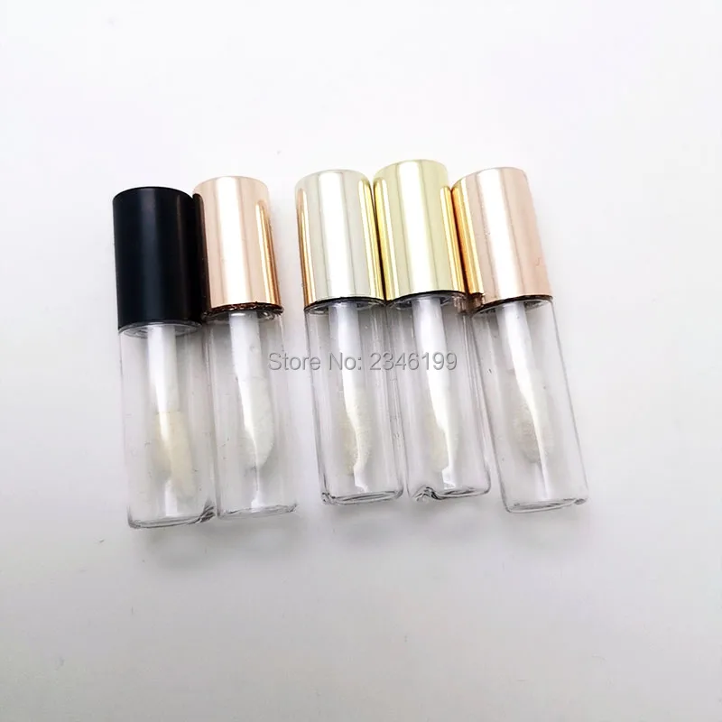 1.2ML 50 Pieces Black Cap Clear Bottle Small Lip Color Empty Plastic Tube Mini Type Packing Tube