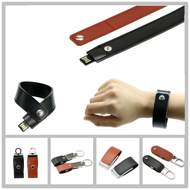 PU Leather Wristband USB Flash Drive 32GB 16GB 8GB 4GB Pen Drive PenDrive Flash Drive Memory USB Flash Card USB Stick Bracelet