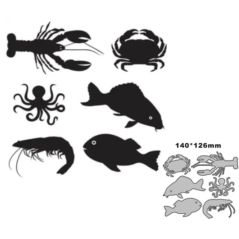 2021 New Crab Lobster Octopus Animal Metal Cutting Dies for Scrapbooking Paper Craft and Card Making Embossing Decor No Stamps