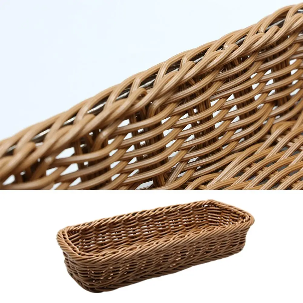 Hand-knitted Durable Drain Storage Basket Cutlery Storage Basket Fork Organizer Spoon Tableware Bread Food Container Box