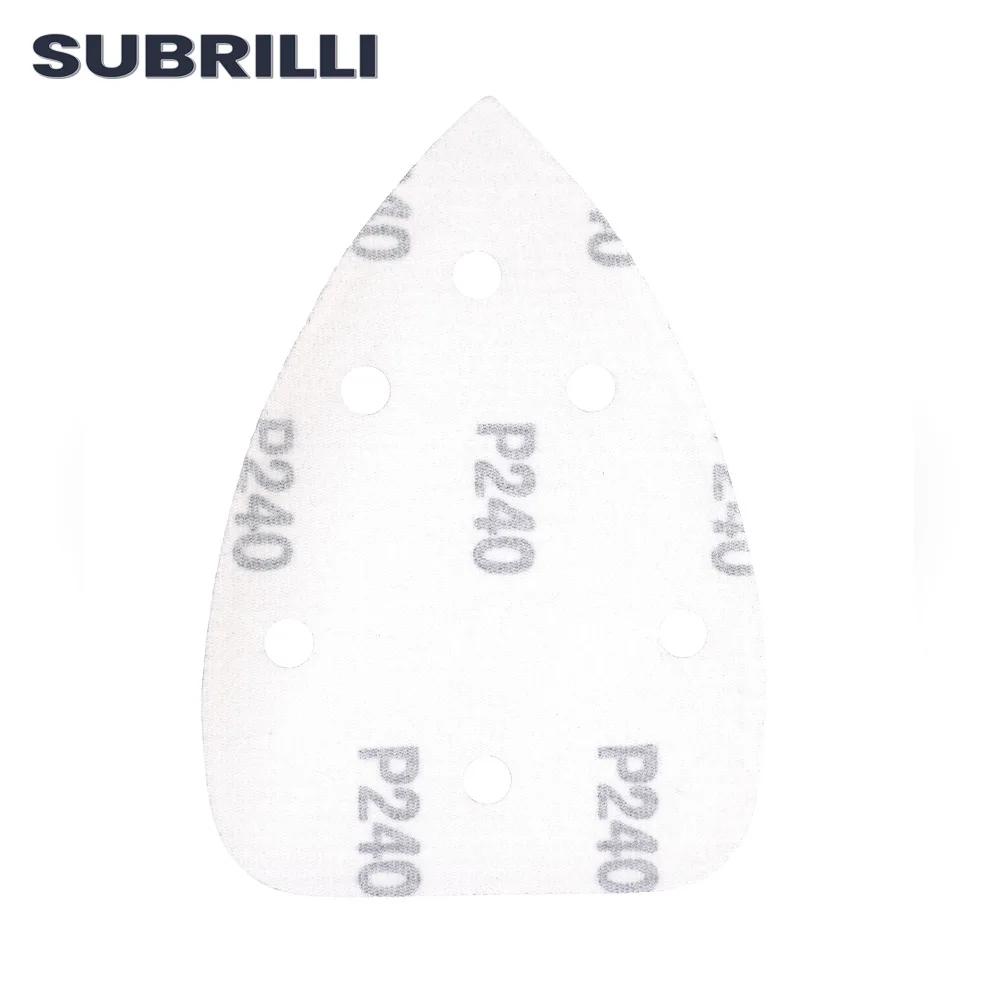 Subrilli 5 pces/10 pces lixamento abrasivo gancho de papel laço triângulo lixa grit 40-1000 disco de polimento mão folha de lixamento