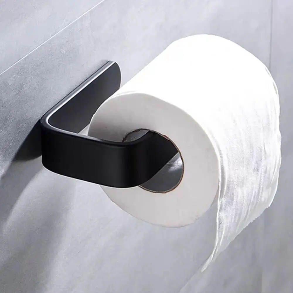 Acrylic Toilet Paper Holder Kitchen Toilet Paper Holder Stand Wall Mount Mounted Paper Tissue Rack Hook Modern Black Roll Holder