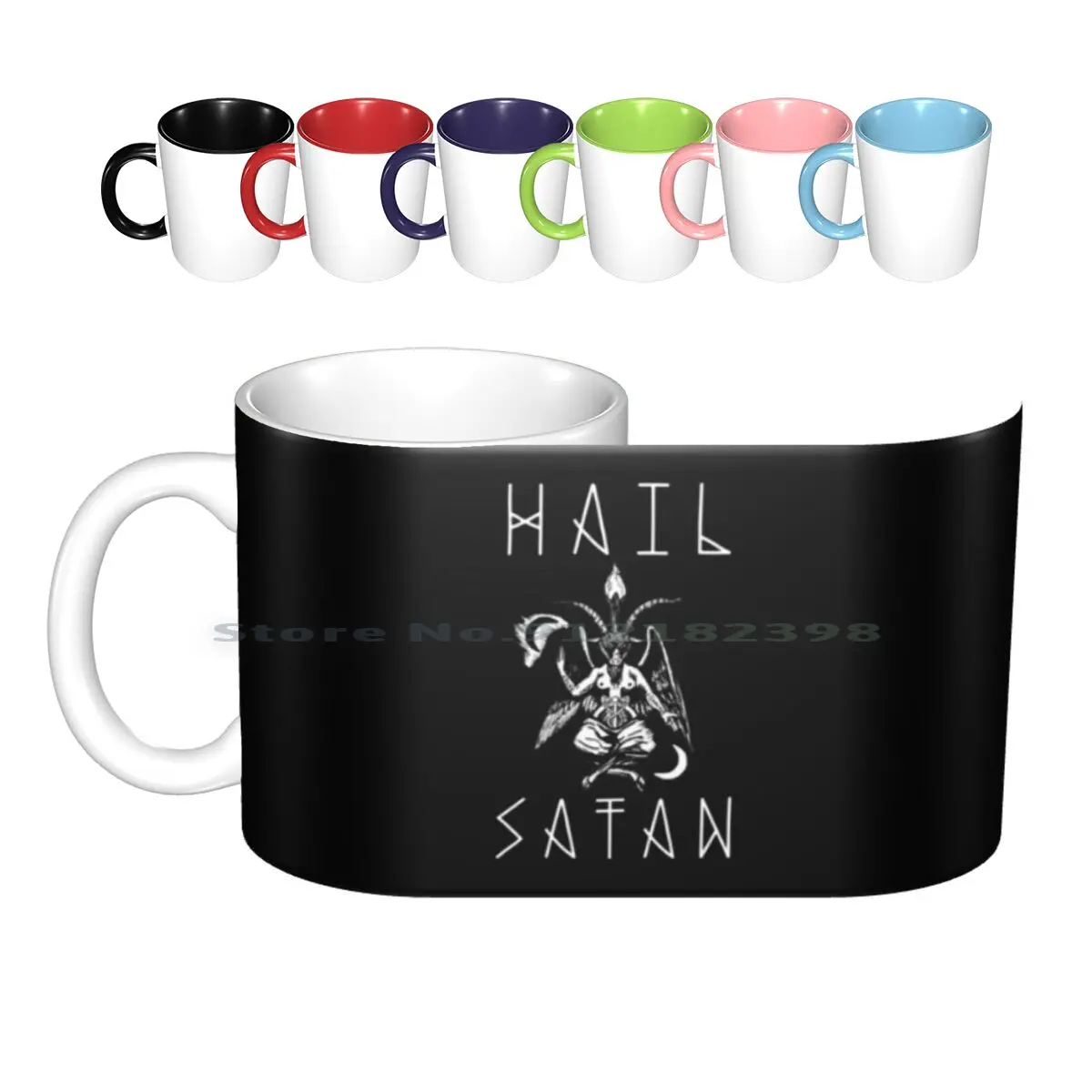 Hail Satan Ceramic Mugs Coffee Cups Milk Tea Mug Satanic Satan Baphomet Devil Goth Alternative Gothic Creative Trending Vintage