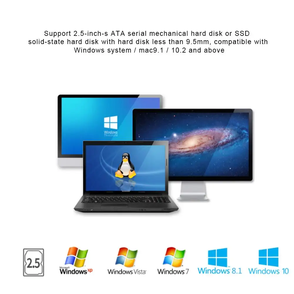 Case/caixa de disco rígido usb 2.5, polegadas, 5gbps, sata, hdd, ssd, móvel externo para notebook, desktop, pc