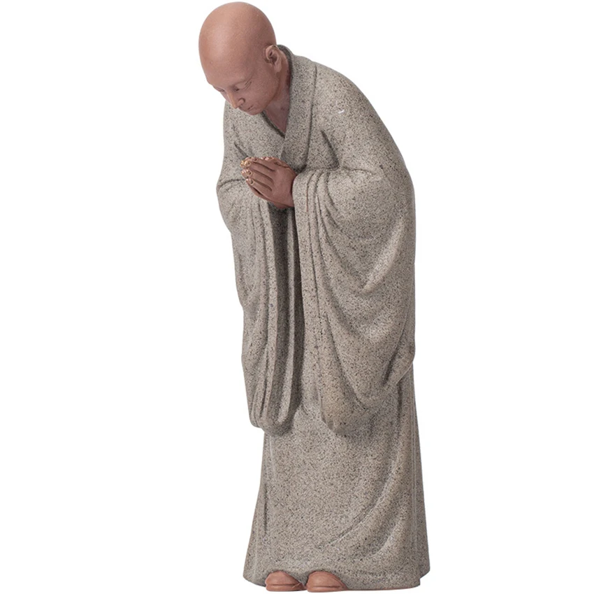 Chinese Little Monk Decorations Home Furnishings Living Room Tea Room Desktop Ceramic Standing Monk Statue Arts and Crafts