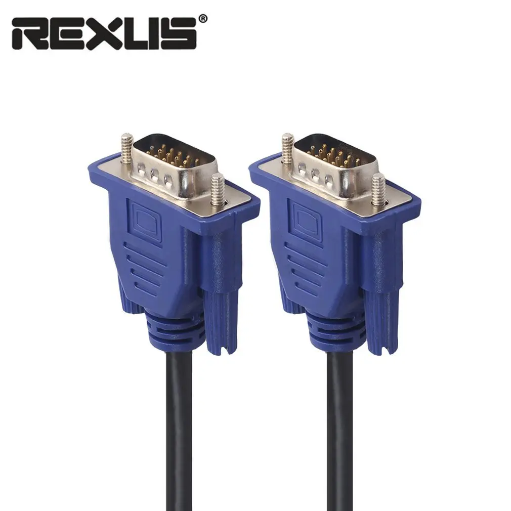 REXLIS VGA Cable VGA Extension Cable Cord for Computer PC HD 15 Pin Male to Male Polybag Laptop Notebook Projector LCD Monitor