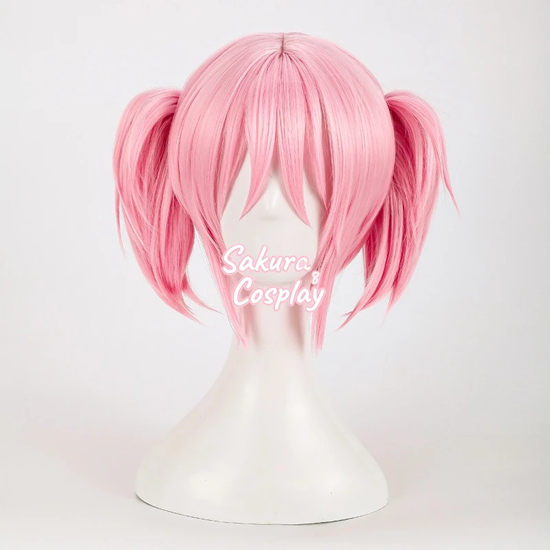 

Anime Puella Magi Madoka Magica Kaname Cosplay Pink Short Ponytails Heat Resistant Synthetic Hair Halloween Party + Free Wig Cap