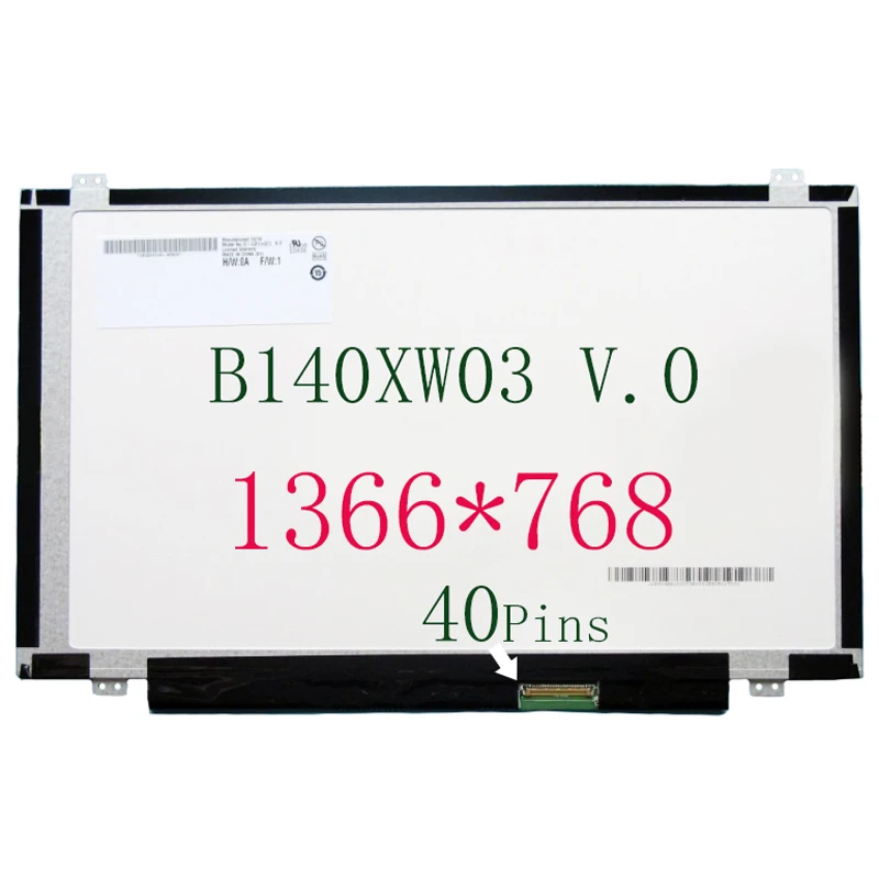 

14" Display Panel B140XW03 V0 For Dell Inspiron 14z N411Z 1470 Vostro 3400 LVDS 40 Pins Laptop Matrix Screen