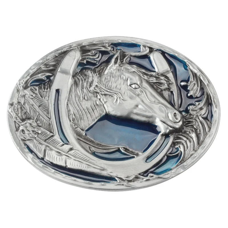 

Men's Boutique Metal Belt Buckle Equestrian Horse Head Animal Pattern Personality Smooth Buckle Suitable for 3.8-4cm wide belt