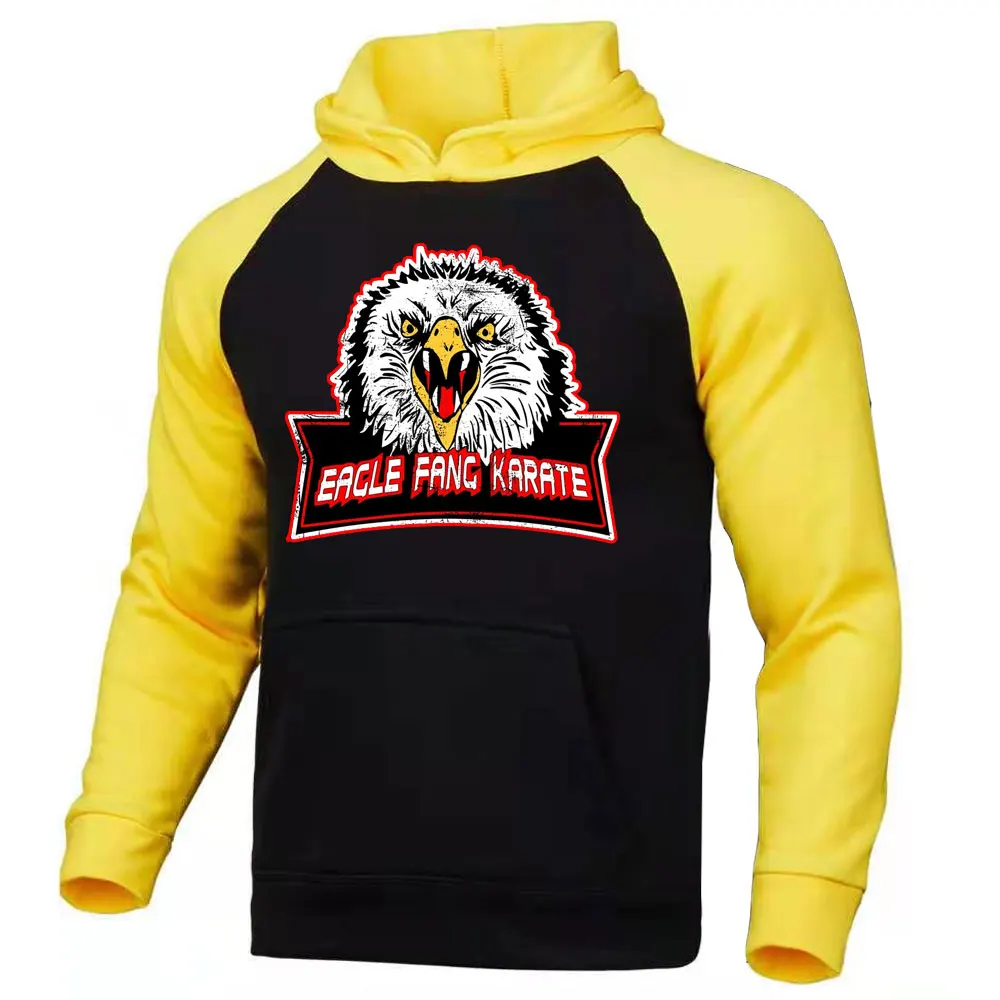 Eagle Fang Karate Cobra Kai Fashion Street Printing Men Hoodie Autumn Fleece Warm Sweatshirts Pullover Hoody Raglan Hoodie Man