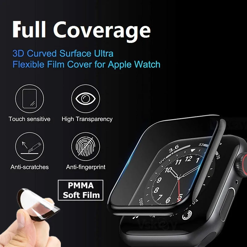 100PCS 3D Edge Screen Protector for Apple Watch Ultra 49mm Series 9 8 7 6 5 4 41mm 45mm 40mm 44mm Full Cover Protective Film