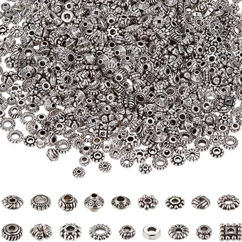 

180pcs Mixed Tibetan Silver Antique Loose Bead Spacer Beads Connectors DIY Bracelet Necklace Jewelry Making Findings Wholesale