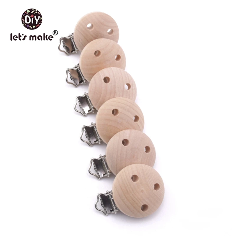 

Let's Make Pacifier Clip 50pc Natural Maple Wooden Baby Holder Teether Teething Universal Dummy Chain Clip For Baby Kids Teether