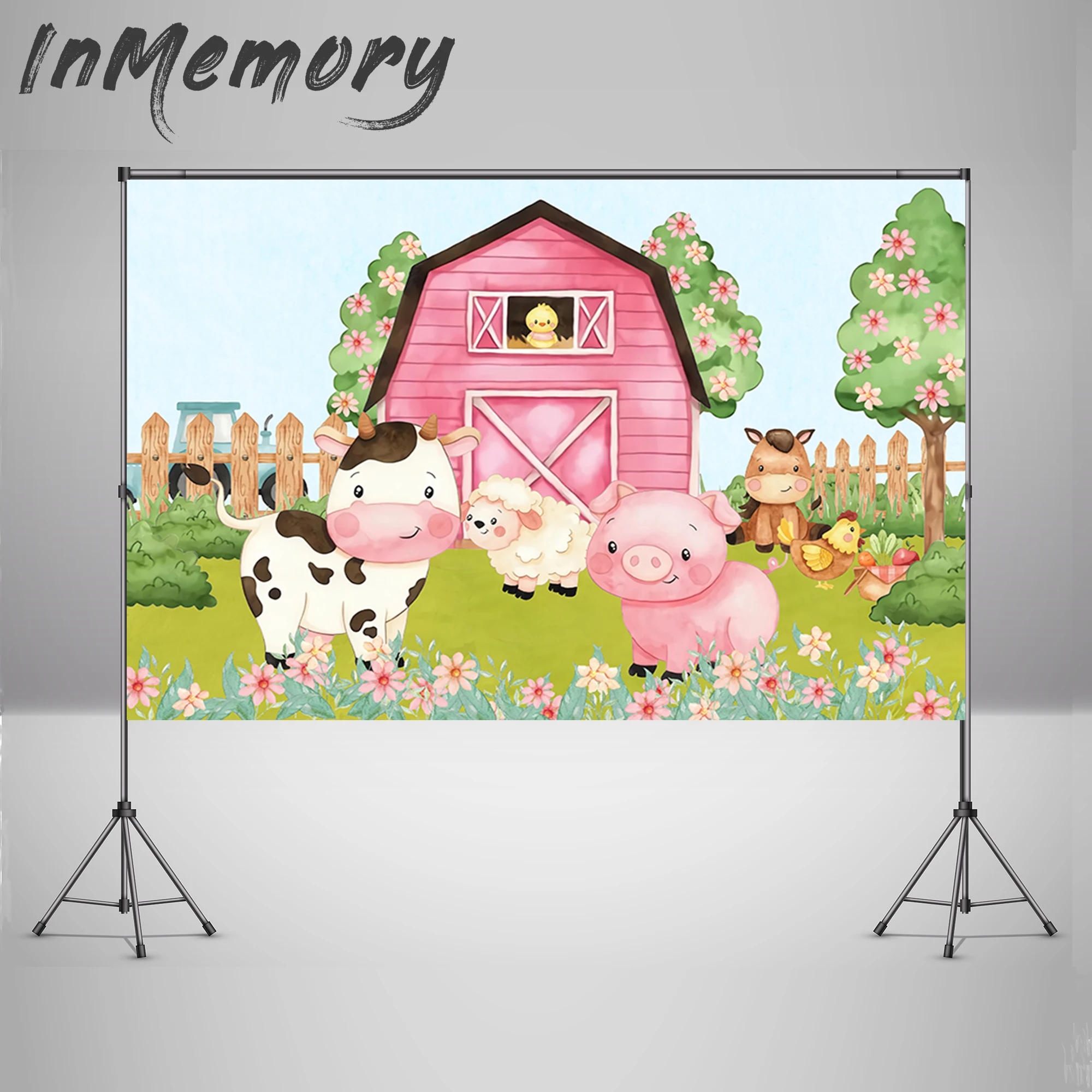 Newborn Baby Shower Boy Birthday Party Backdrop Barn Tractor Farm Animal Photography Background For Photo Studio Photocall