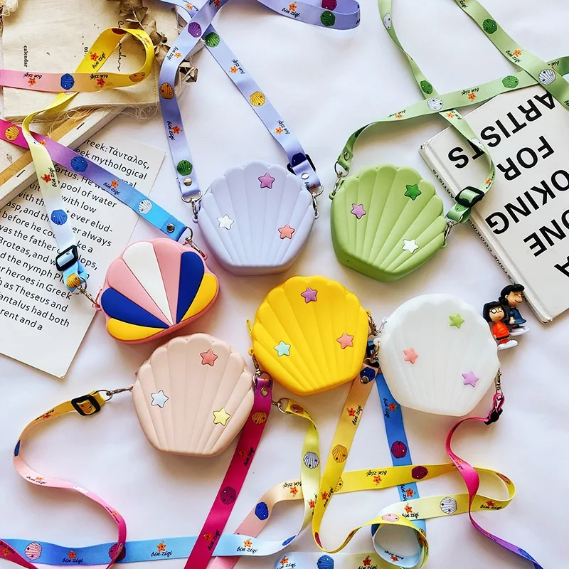 Cartoon Children Silicone Bags Girls Lovely Shell Messenger Bag New Fashion Lovely Kids Shoulder Wallet