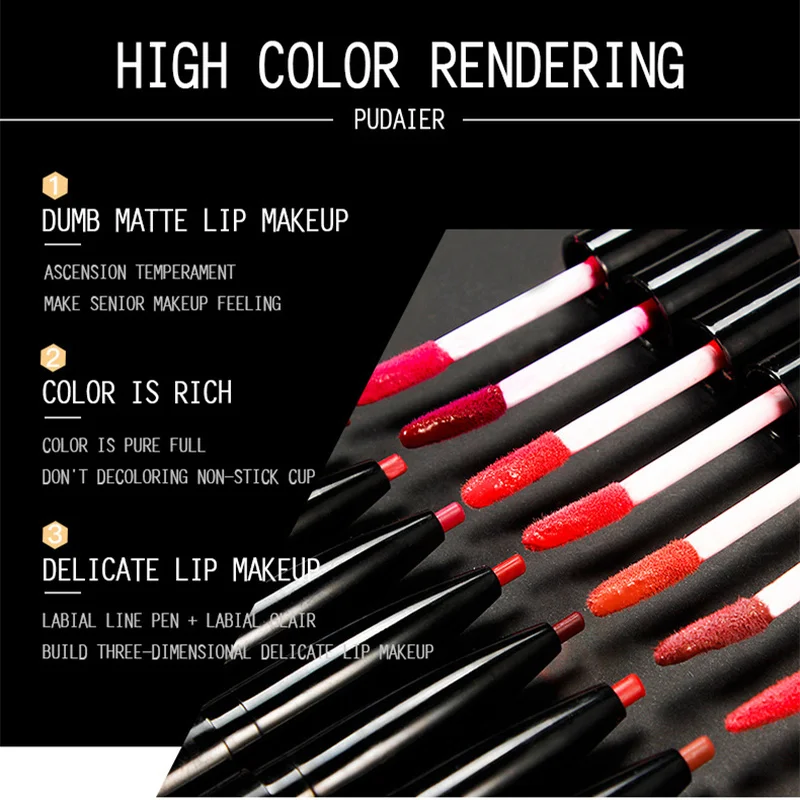 New 16 Màu Liquid Lipstick Matte Môi Đỏ Trang Điểm Chống Nước Son Môi Bền Nude Tím Kẻ Bút Chì Matt Lip độ Bóng