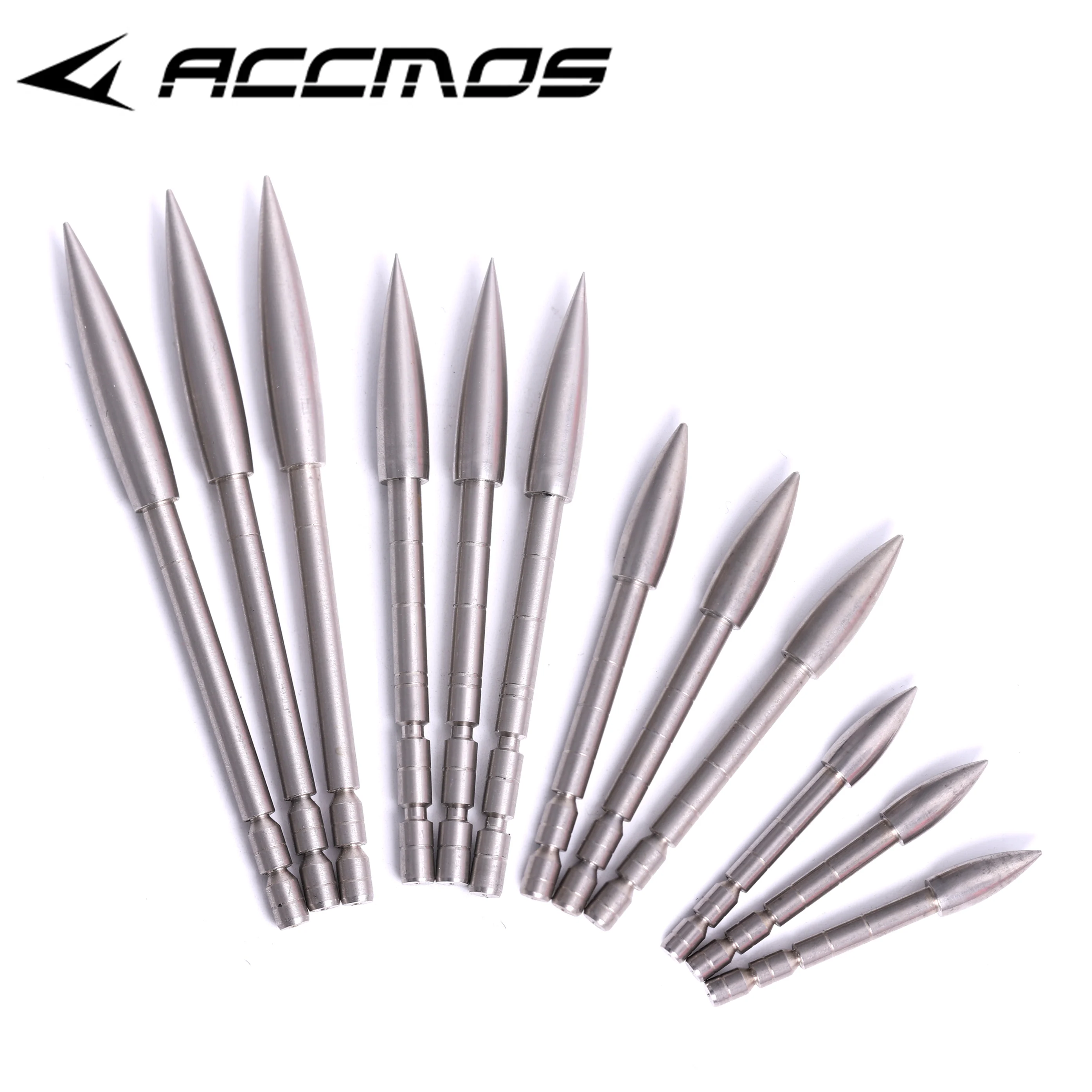 12pcs 80 100 120 150 175 200 Grain Stainless Steel Bullet Point Tip For ID 4.2 mm Arrow Shaft Arrow Head DIY Archery Accessory