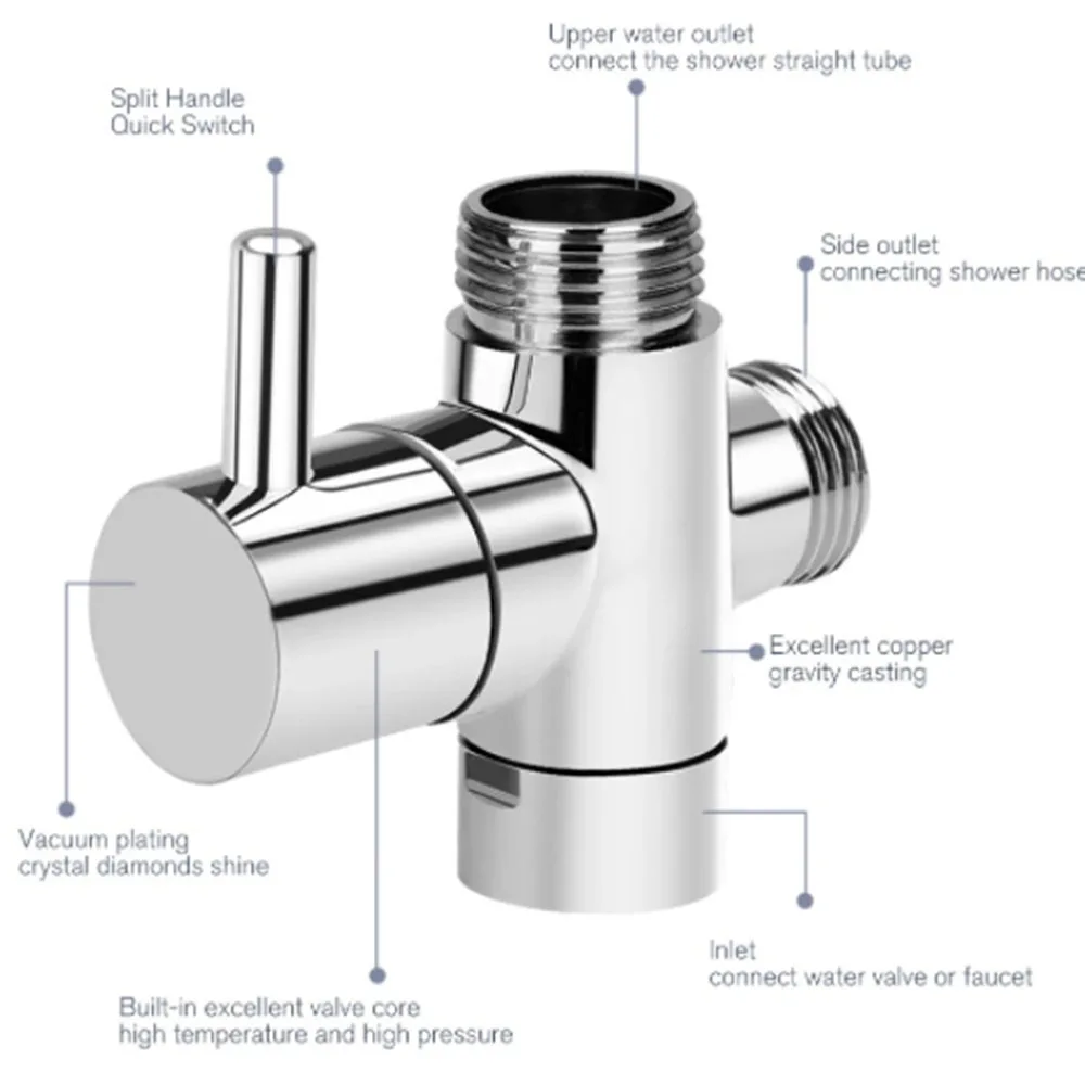 Shower diverter shower faucet  three-way diverter valve shower nozzle switch  one-point two-cnnector converter