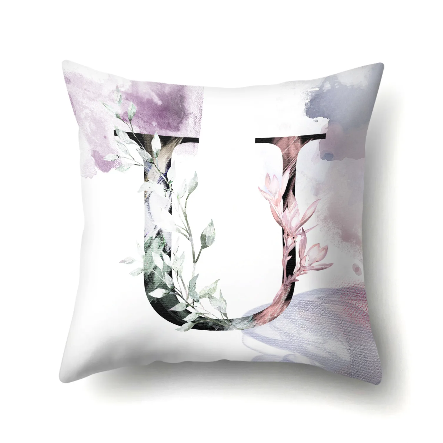 

Floral Alphabet Cushion Cover watercolor Flowers Pillowcase Decorative Sofa Cushions Throw Pillows Cover Home Decor Pillow Cases