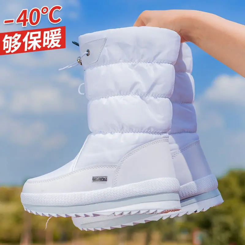 New 2023 women\'s boots platform winter shoes thick plush non-slip waterproof snow boots for women botas mujer