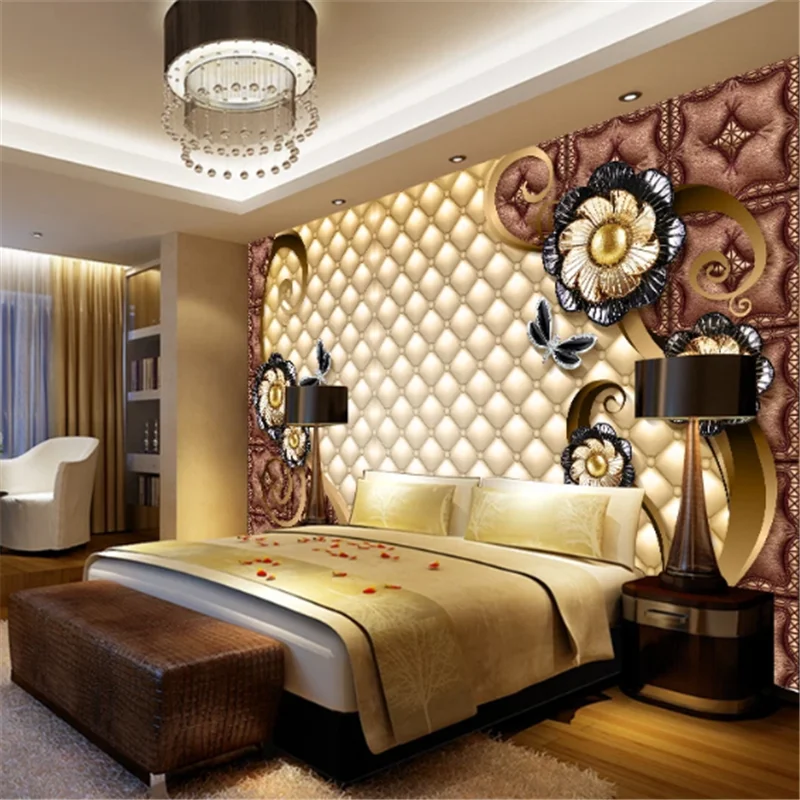 wellyu Custom wallpaper 3d luxury black dahlia soft bag jewelry background wall living room bedroom background wallpaper