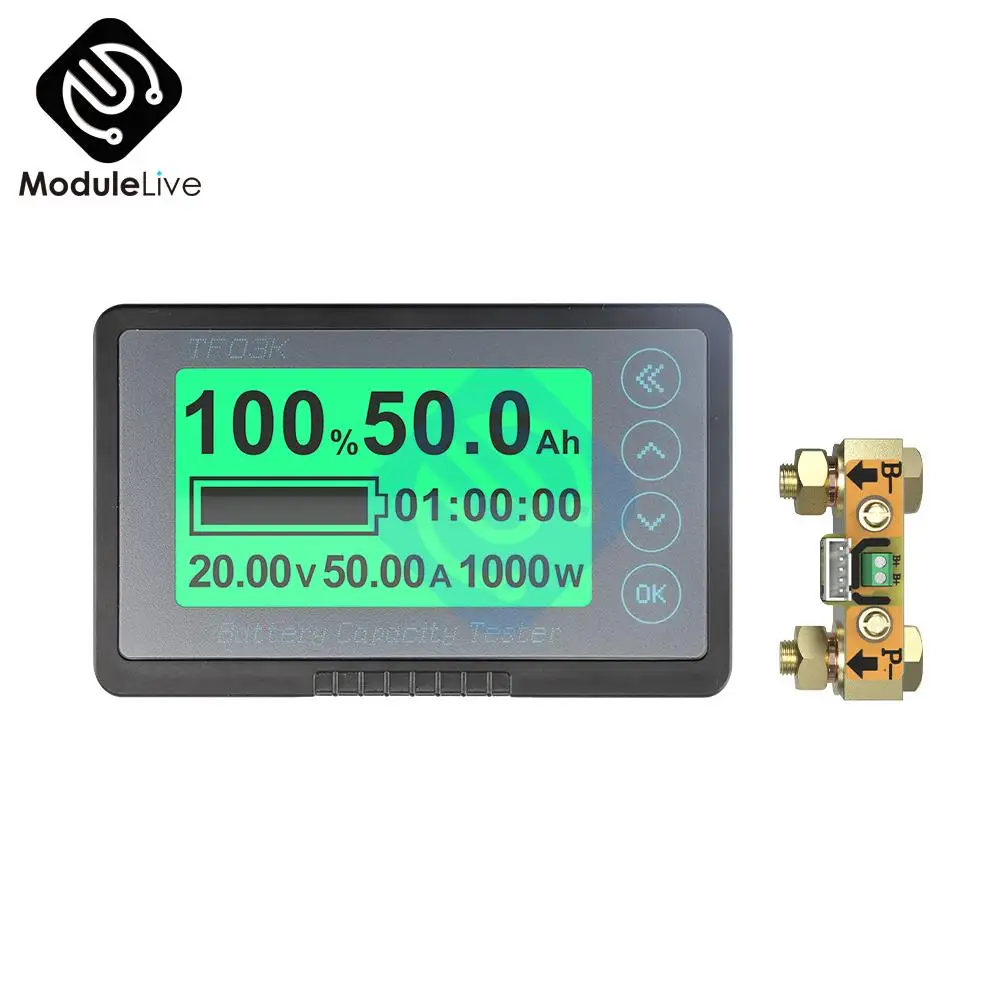 TF03K Coulomb Meter Electric Car Touring Car Battery Level Indicator Voltmeter Amperemeter 12V 24V Capacity Detector 8-120V 500A