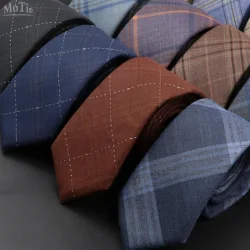 Men's Ties 6cm Classic Polyester Handmade Skinny Neck Ties Striped Narrow Collar Slim Black Grey Blue Tie Casual Plaid Tie Gift