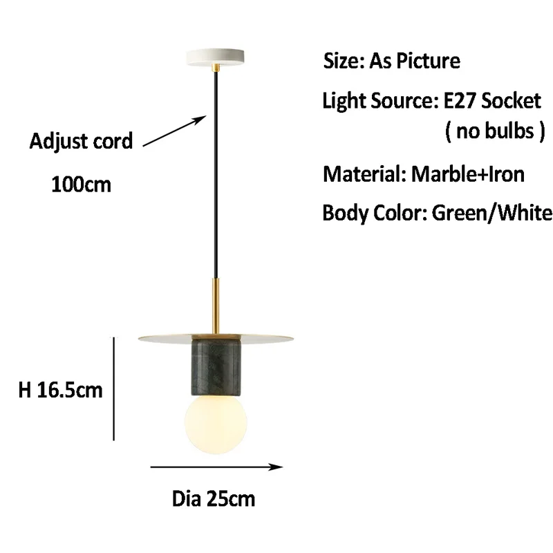 

Nordic Luxury Living Room Dining Table Decoration Pendant Light E27 Socket Marble Chandelier Bedside Bedroom Hotel Led Lamp