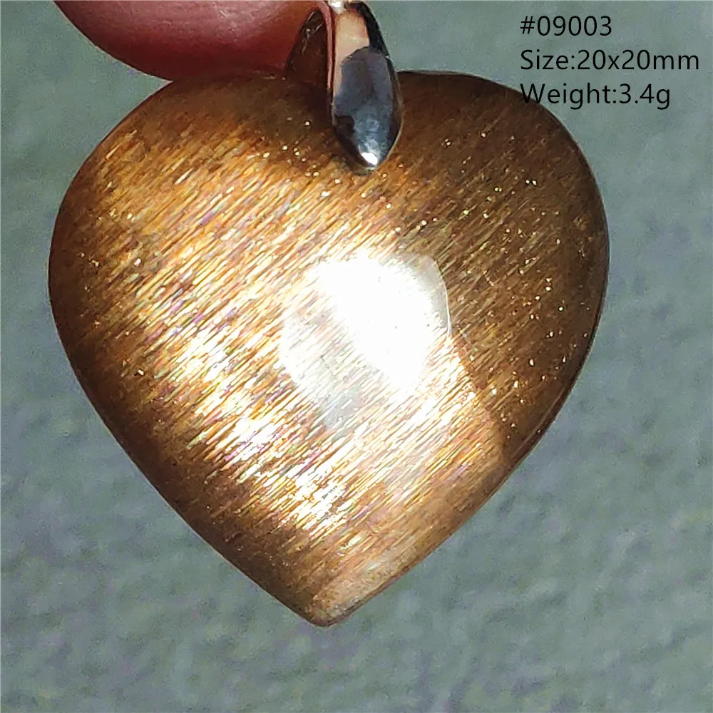 Natural Black Gold Sunstone Moonstone Pendant Moonstone Heart Water Drop Women 925 Silver Crystal Super 7 AAAAAA 3